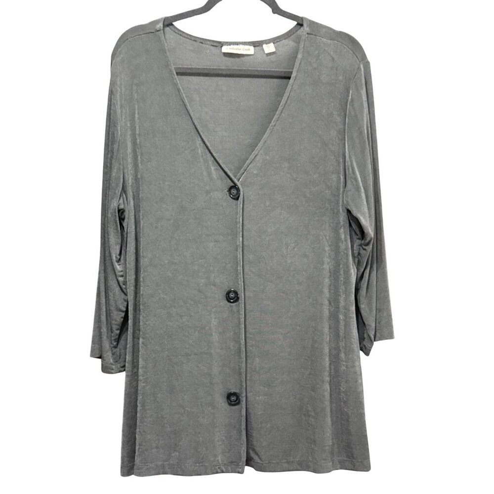 Coldwater Creek Gray Open Cardigan Size L (14-16) Made In USA